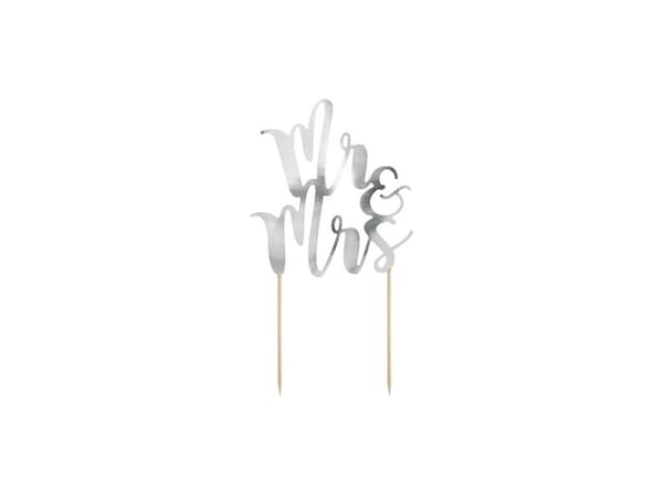 PartyDeco Mr & Mrs, Tårta, Silver, Trä, Vuxen, Unisex, 50 styck
