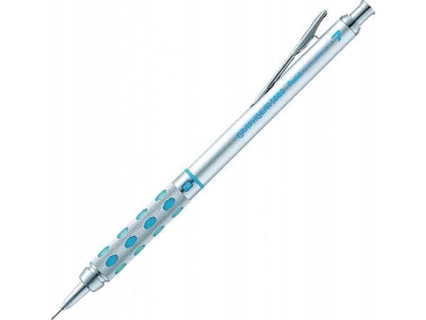 Pentel Graphgear 1000, Blå, Silver, Metall, Gummi, 0,7 mm, Rund, 1 styck