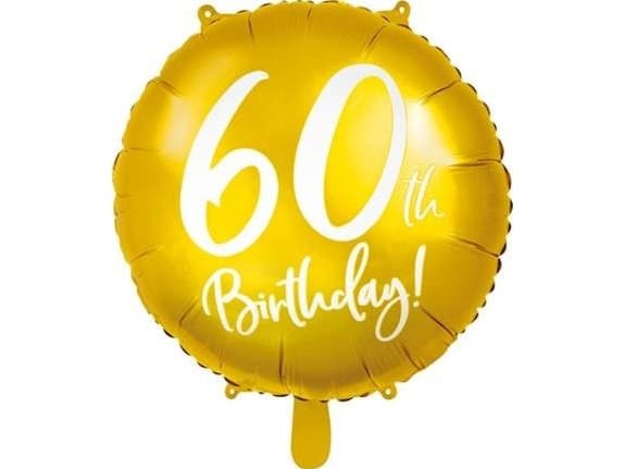 PartyDeco FB24M-60-019-KARTON, Guld, Vit, Rund, Folie, Födelsedag, Engelska, 45 cm
