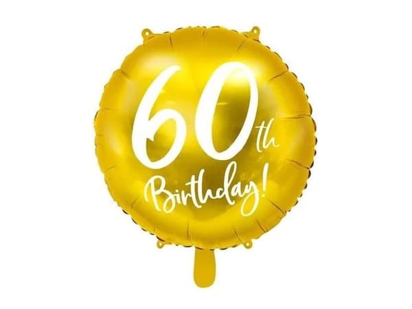 PartyDeco FB24M-60-019-KARTON, Guld, Vit, Rund, Folie, Födelsedag, Engelska, 45 cm