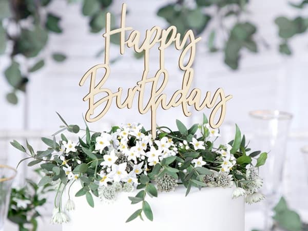 Party Deco Topper na tort Happy Birthday - 16,5 cm uniwersalny (45867-uniw) - 45867-uniw