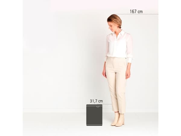 Brabantia Bo Waste Bin, 7 l, Rektangulär, Stål, Svart, Vit, Stål, Manuell
