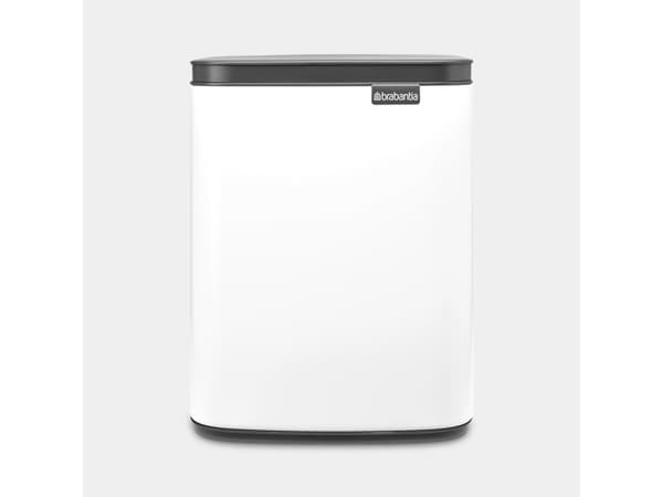 Brabantia Bo Waste Bin, 7 l, Rektangulær, Stål, Sort, Hvit, Stål, Manuell