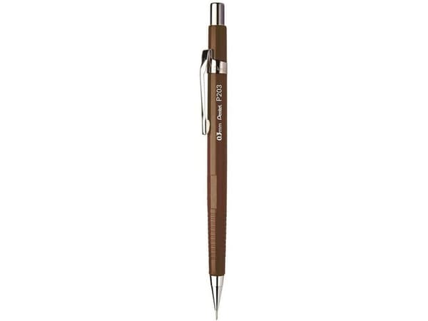Pentel Sharp 200, Brun, Sølv, Metall, Plast, Grå, HB, 0,3 mm, Rund