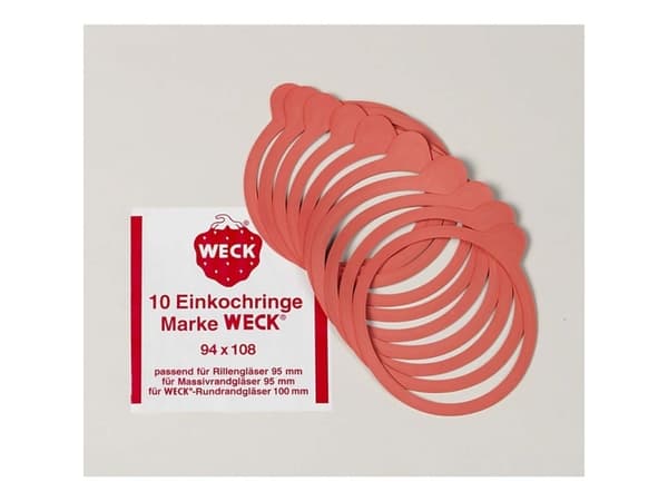 Gummiring t/sylteglas, Rund, Ø 100 højde 1 gummi, orange red, pakke a 10 stk Weck Fødevaregodkendt
