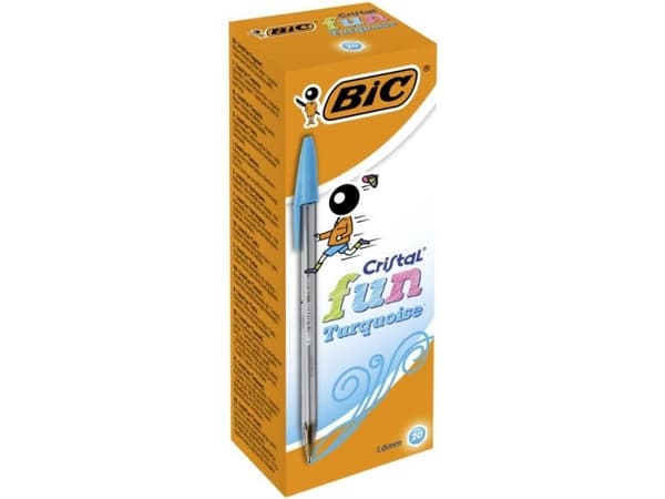 BIC Cristal Fun, Kulspetspenna, pinnformad, Turkos, 20 styck