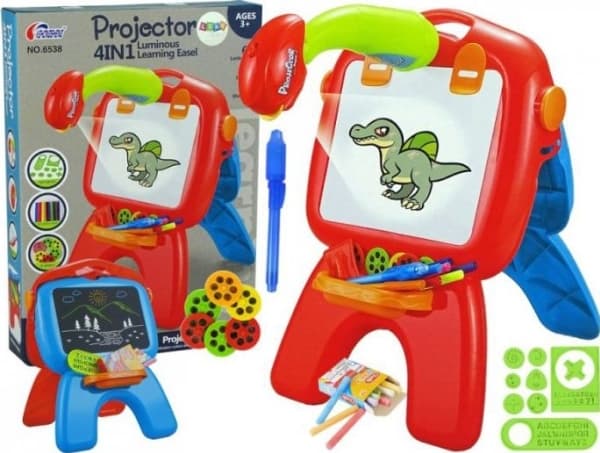 Lean Sport Lean Toys Dubbelsidiga krittavlor Kritpennor Stativ Projektor Bilder Röd