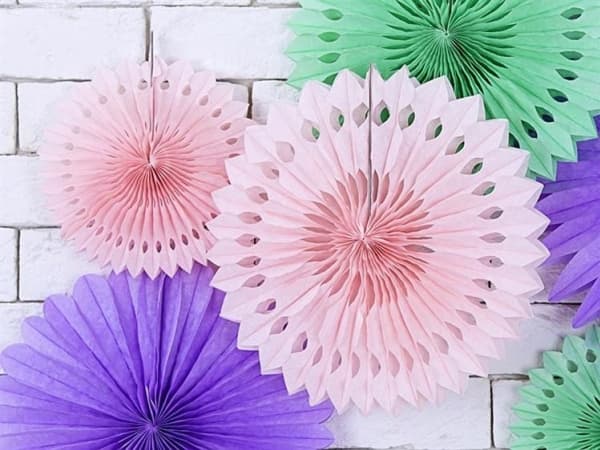 Party Deco Koristeelliset pehmopaperiruusukkeet, vaalea puuteriroosa, 20-30cm, 3 kpl yleiskäyttöinen