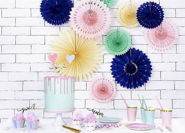 Party Deco Koristeelliset pehmopaperiruusukkeet, vaalea puuteriroosa, 20-30cm, 3 kpl yleiskäyttöinen