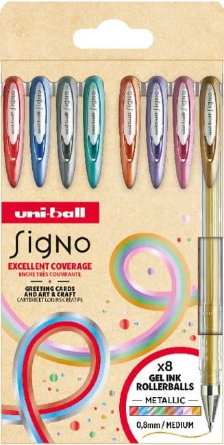 Uni Ball Signo Gel Pens 8st Metalliska färger UMN-120 (Metalliska färger) 0,8mm linje