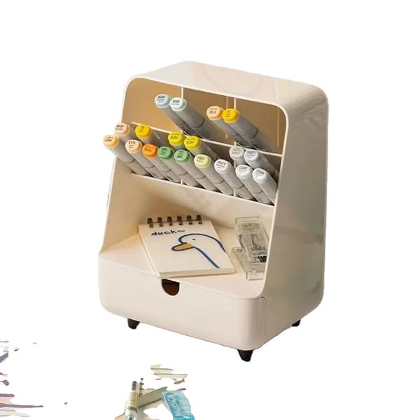 Multifunktionel Penneholder, Stor Kapacitet, Delt Gitterdesign,Hvid