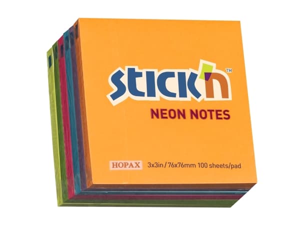 Notesblok 76x76mm 100 Blad 6 Pakke Assorteret Neon