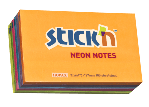 Notesblok 76x127mm 100 Blad 6 Pakke Assorteret Neon