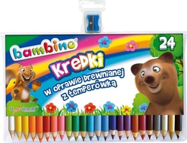 St. Majewski BAMBINO crayons in a wooden frame with a sharpener, 24 colors
