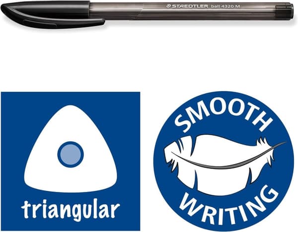 Trekantet kuglepen 4320 sort M Staedtler