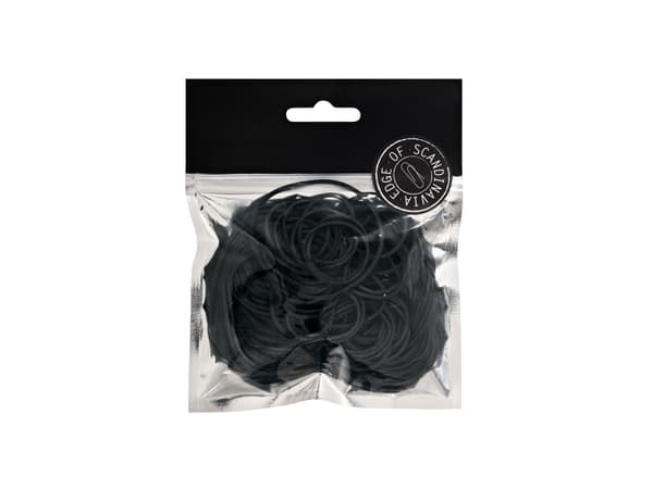 Gummibånd EDGE sort ass. størrelser 50g/pak - (50 gram pr. pakke)