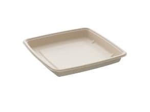 Skål firkantet 230x230x30 mm 100 ml brun bagasse FF natur,4 ps x 75 stk/krt