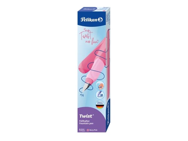 Pelikan Twist, Rosa, Påfyllning med bläckpatronssystem, Blå, Medium, Ambidextrous, Låda