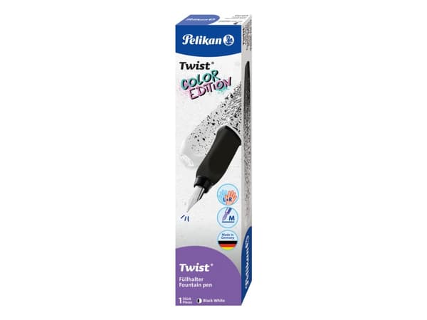 Pelikan 826174, Svart, Vit, Påfyllning med bläckpatronssystem, Blå, Rostfritt stål, Ambidextrous, 1 styck