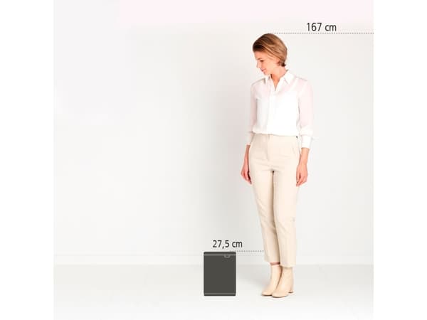 Brabantia Bo Waste Bin, 4 l, Rektangulær, Stål, Sort, Platina, Stål, Manuell