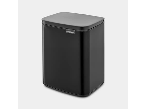 Brabantia Bo Waste Bin, 7 l, Rektangulær, Stål, Sort, Stål, Manuell