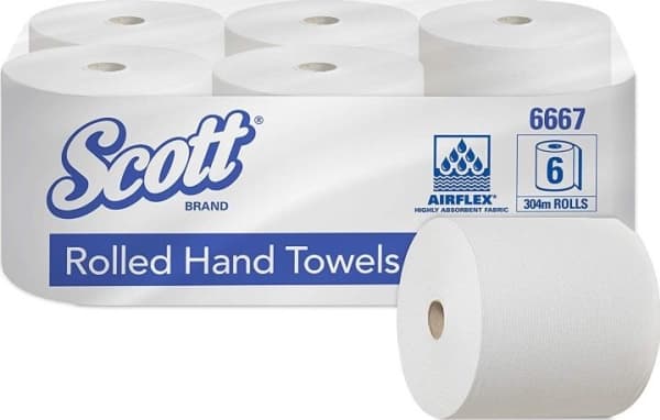 Scott - Papirklut - AIRFLEX-tøy - rull - 304 m - hvit (en pakke 6) - for P/N: 6963, 9960, 9991