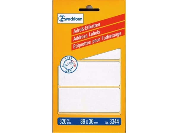 Avery Zweckform - Permanet adhesiv - hvit - 89 x 36 mm 320 etikett(er) (80 ark x 4) adresselapper