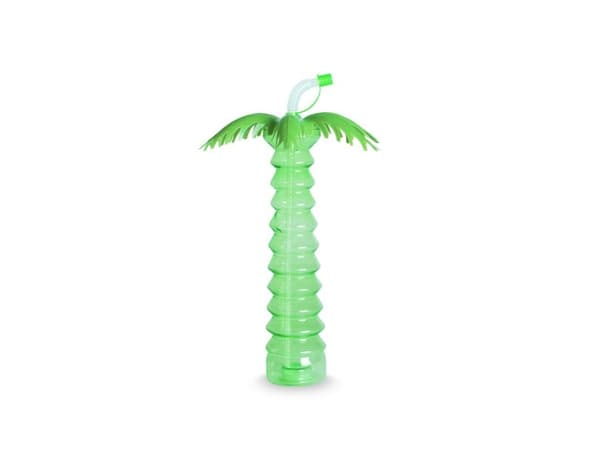 Palme flaske med sugerør og LED lys, 1 stk.