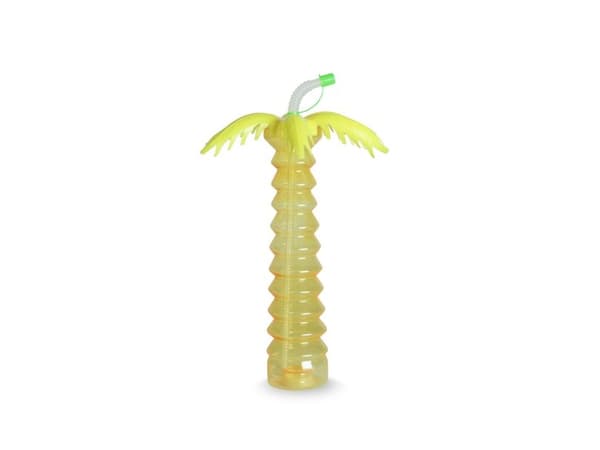 Palme flaske med sugerør og LED lys, 1 stk.