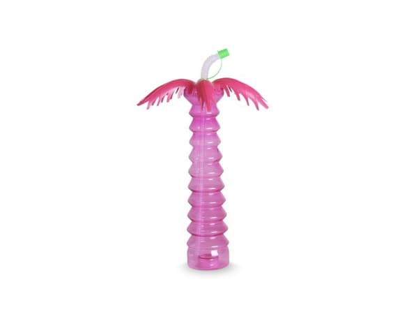 Palme flaske med sugerør og LED lys, 1 stk.