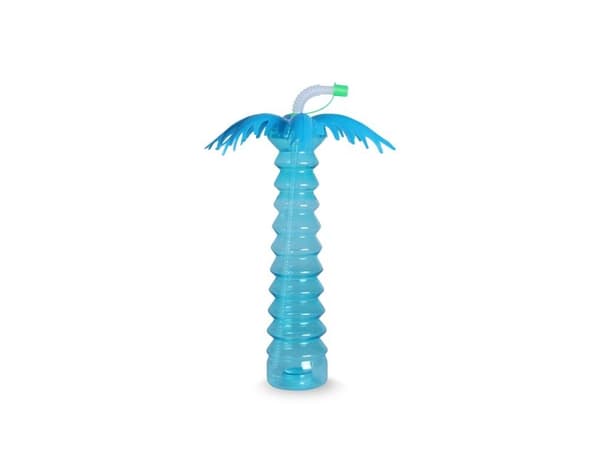 Palme flaske med sugerør og LED lys, 1 stk.