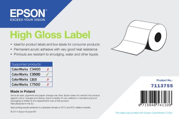 Epson High Gloss Label Die-Cut Roll 102mm x 152mm 210 Labels (7113755)