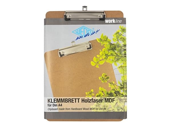WEDO klippbord, av trä med hårda fibrer, DIN A4 hög av förnybara träfibrer, med naturligt inbindningsmaterial - 1 st (574104)