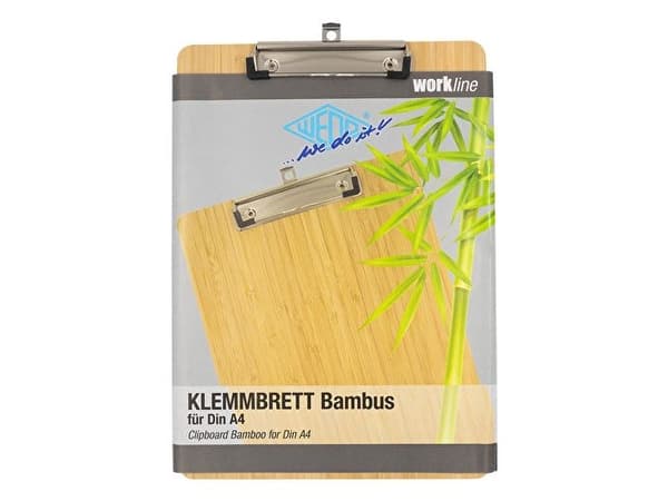 WEDO klippbord, av trä med hårda fibrer, DIN A4 hög av förnybara träfibrer, med naturligt inbindningsmaterial - 1 st (574104)