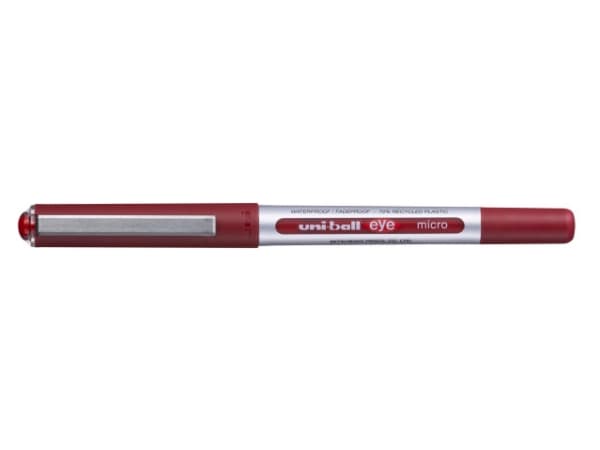 Rollerpen Uni-ball Eye rød 0,2mm UB-150 70% genbrugsplast - (12 stk.)