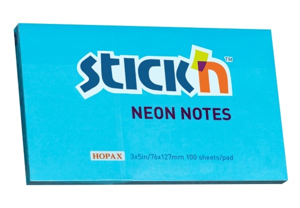 Notesblok 76x127 100 Blad Neon Blå - (12 stk.)