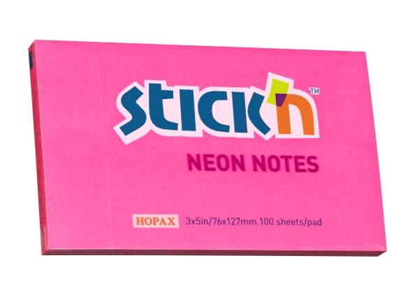 Notesblok 76x127 100 Blad NeonRød - (12 stk.)