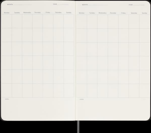MOLESKINE ukekalender udatert, L, innbundet, 13x21 cm, svart