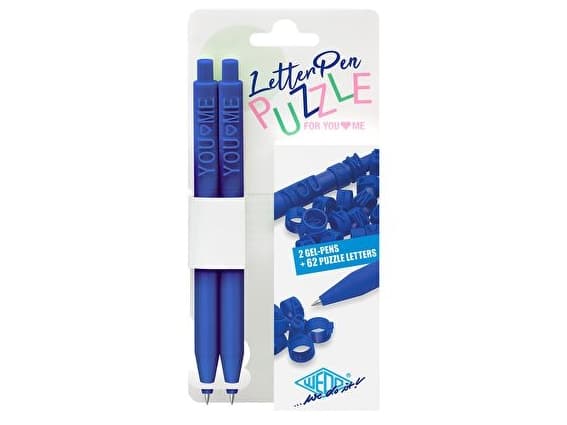 WEDO uttrekkbar kulepenn LetterPen PUZZLE, sett med 2, blå bokstaver som følger med kan festes til fatet - 1 stk (253 3003)