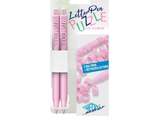 WEDO LetterPen PUZZLE uttrekkbar kulepenn, sett med 2, rosa bokstaver som følger med kan festes på fatet - 1 stk (253 3009)