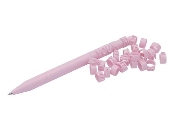 WEDO LetterPen PUZZLE uttrekkbar kulepenn, sett med 2, rosa bokstaver som følger med kan festes på fatet - 1 stk (253 3009)