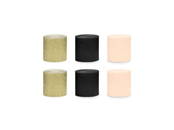 Creperuller sort/guld mix, 6 stk