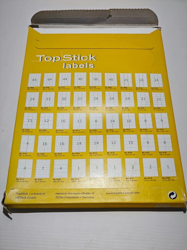 TopStick 8717 universella självhäftande etiketter 4x100 A4
