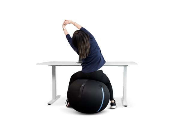 Kenson GetUpBall 65 - Bollstol - ergonomisk - polyester - svart, blå dragkedja