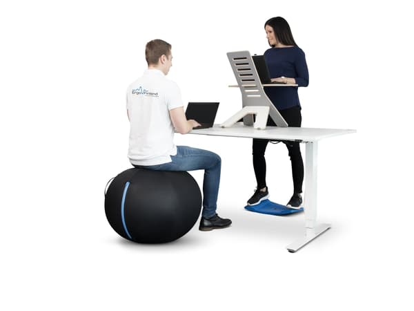Kenson GetUpBall 65 - Bollstol - ergonomisk - polyester - svart, blå dragkedja