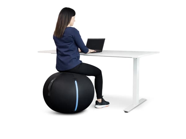 Kenson GetUpBall 65 - Bollstol - ergonomisk - polyester - svart, blå dragkedja