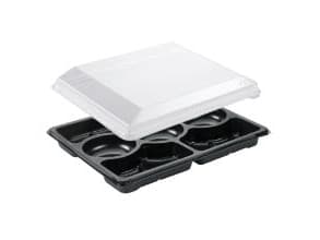 Bakke Zen Tapas 7-rum 1518ml L320xB250xH69mm RPET med Låg Sort 5 sæt sampak,8 ps x 5 sæt/krt