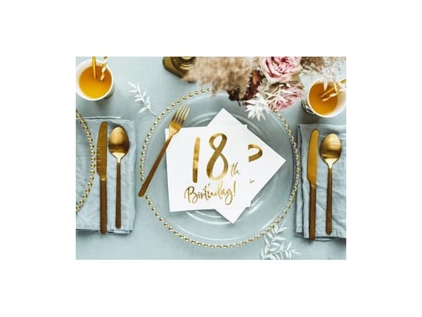 Servietter 18th birthday, guld