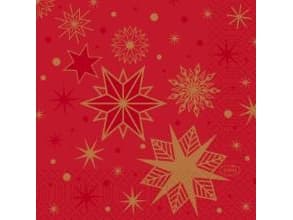 Serviet Duni 24 x 24 cm 3-lag Stargazing Red,50 stk/pk