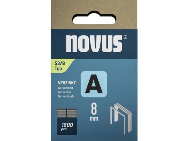 Novus Office 042-0774 Hæfteklammer Type 53 1800 stk Dimensioner (L x B x H) 8 x 11.3 x 8 mm